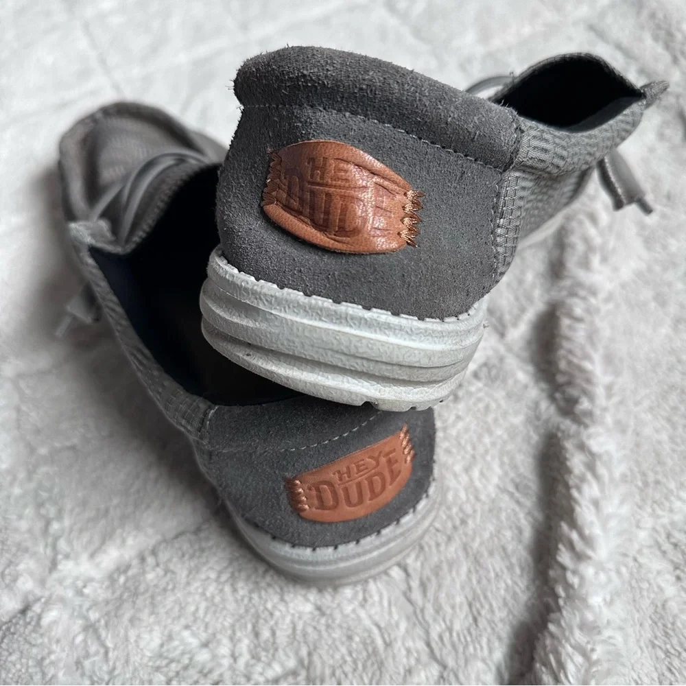 Hey Dude | Grey Wally Grid Slip on Shoes | Size 9